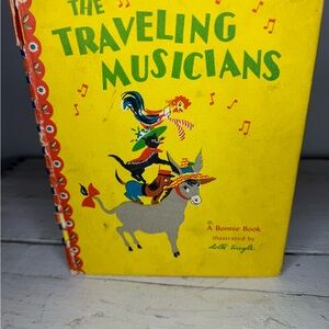 The Traveling Musicians 1946 Spiral Bound Childrens Illustrated Bonnie Book VTG